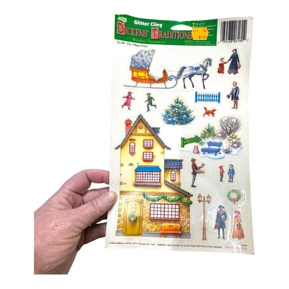 Dickens Traditions Vintage Glitter Clings Lot 5 Victorian Village Window Sticker - Picture 4 of 7